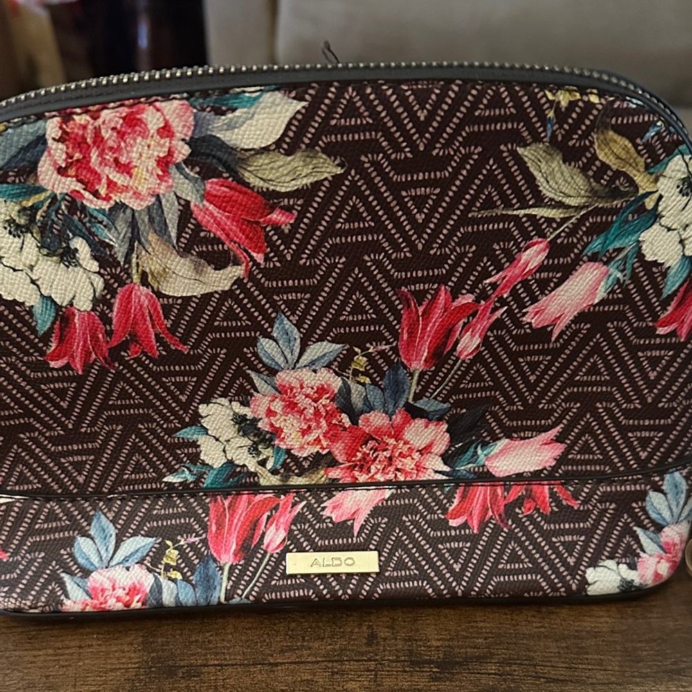 Aldo Geometric Floral Crossbody Bag - Brown and Pink